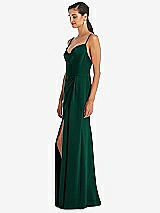 Alt View 2 Thumbnail - Hunter Green Cowl-Neck Draped Wrap Maxi Dress with Front Slit