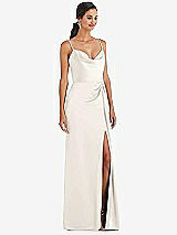 Alt View 1 Thumbnail - Ivory Cowl-Neck Draped Wrap Maxi Dress with Front Slit