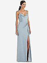 Alt View 1 Thumbnail - Mist Cowl-Neck Draped Wrap Maxi Dress with Front Slit