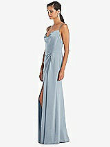 Alt View 2 Thumbnail - Mist Cowl-Neck Draped Wrap Maxi Dress with Front Slit