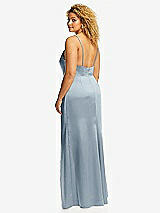 Rear View Thumbnail - Mist Cowl-Neck Draped Wrap Maxi Dress with Front Slit