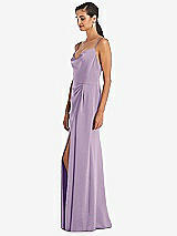 Alt View 2 Thumbnail - Pale Purple Cowl-Neck Draped Wrap Maxi Dress with Front Slit