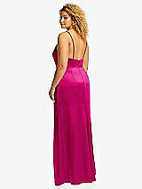 Rear View Thumbnail - Think Pink Cowl-Neck Draped Wrap Maxi Dress with Front Slit