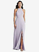 Rear View Thumbnail - Moondance Stand Collar Halter Maxi Dress with Criss Cross Open-Back