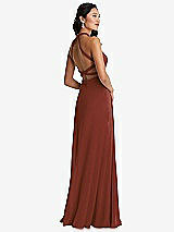 Front View Thumbnail - Auburn Moon Stand Collar Halter Maxi Dress with Criss Cross Open-Back