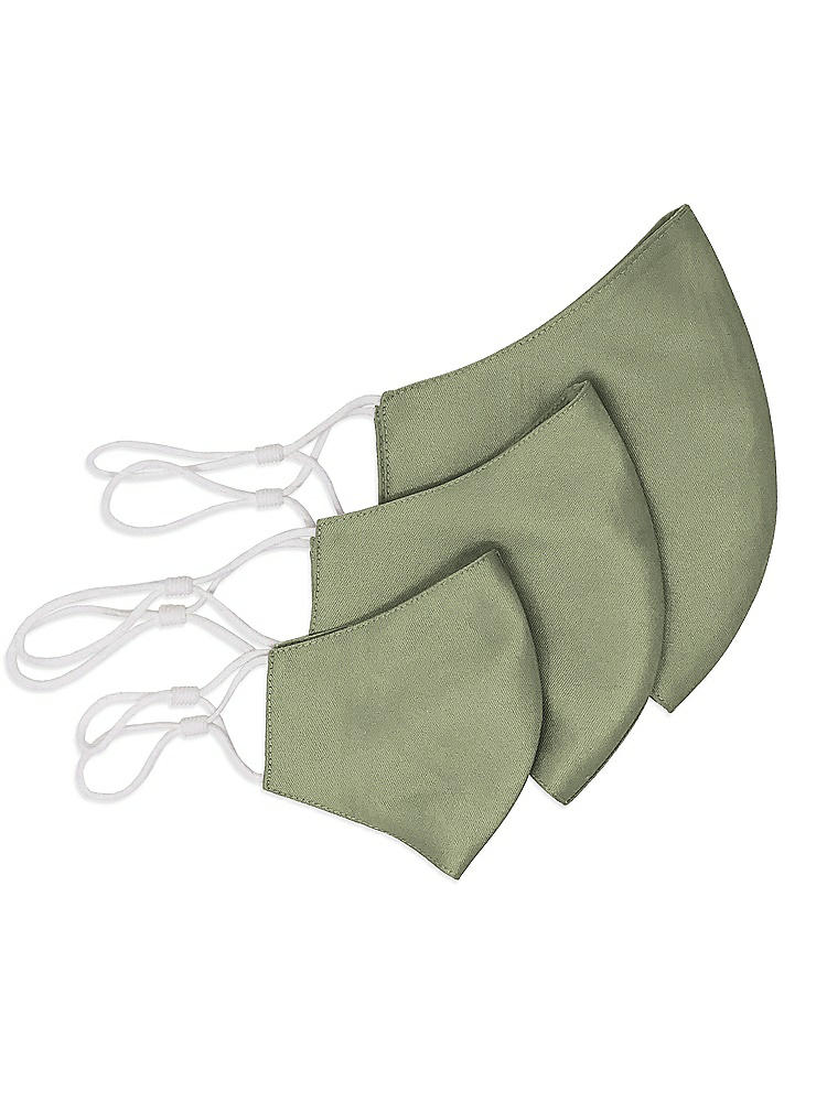 Back View - Sage Satin Twill Reusable Face Mask