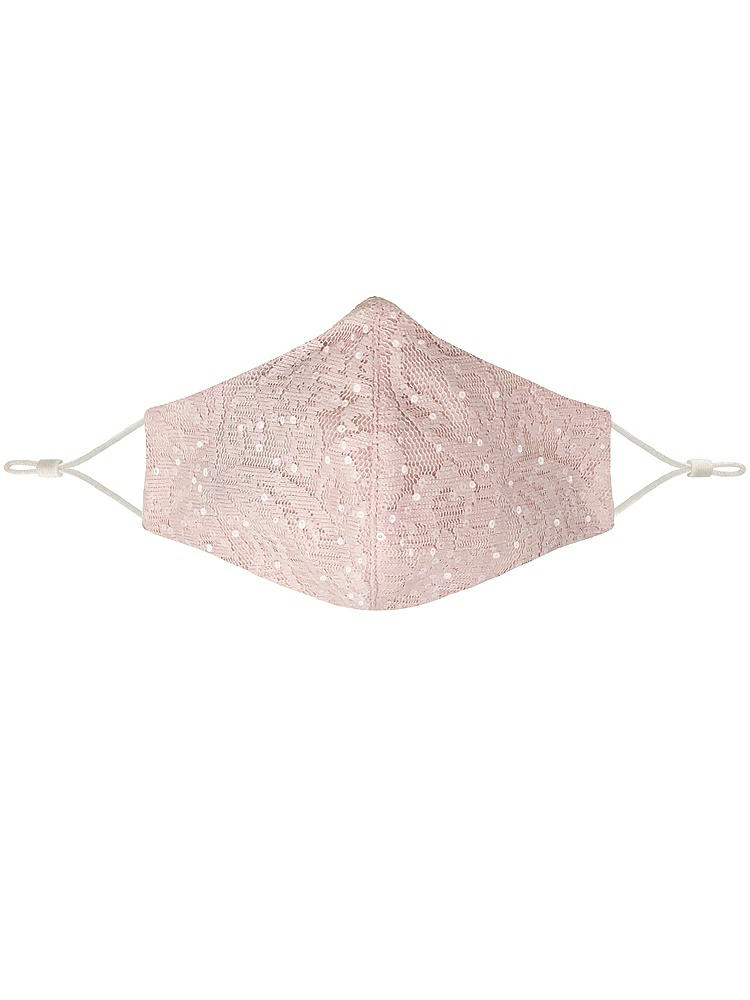 Front View - Blush Sequin Lace Reusable Face Mask