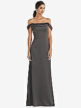 Alt View 1 Thumbnail - Caviar Gray Draped Pleat Off-the-Shoulder Maxi Dress