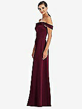 Alt View 2 Thumbnail - Cabernet Draped Pleat Off-the-Shoulder Maxi Dress