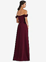 Alt View 3 Thumbnail - Cabernet Draped Pleat Off-the-Shoulder Maxi Dress