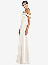 Alt View 2 Thumbnail - Ivory Draped Pleat Off-the-Shoulder Maxi Dress