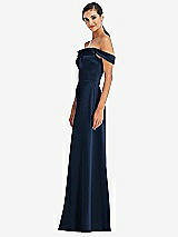 Alt View 2 Thumbnail - Midnight Navy Draped Pleat Off-the-Shoulder Maxi Dress