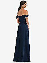 Alt View 3 Thumbnail - Midnight Navy Draped Pleat Off-the-Shoulder Maxi Dress