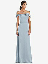 Alt View 1 Thumbnail - Mist Draped Pleat Off-the-Shoulder Maxi Dress