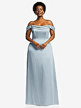 Front View Thumbnail - Mist Draped Pleat Off-the-Shoulder Maxi Dress