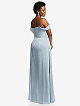 Rear View Thumbnail - Mist Draped Pleat Off-the-Shoulder Maxi Dress