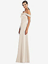 Alt View 2 Thumbnail - Oat Draped Pleat Off-the-Shoulder Maxi Dress