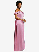 Side View Thumbnail - Powder Pink Draped Pleat Off-the-Shoulder Maxi Dress