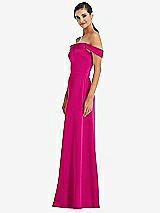 Alt View 2 Thumbnail - Think Pink Draped Pleat Off-the-Shoulder Maxi Dress