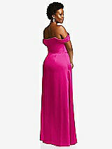 Rear View Thumbnail - Think Pink Draped Pleat Off-the-Shoulder Maxi Dress