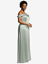 Side View Thumbnail - Willow Green Draped Pleat Off-the-Shoulder Maxi Dress