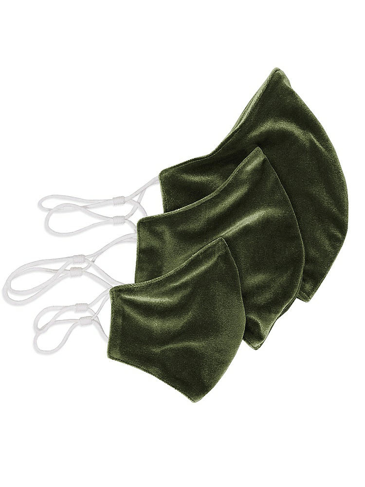 Back View - Olive Green Lux Velvet Reusable Face Mask