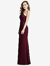 Side View Thumbnail - Cabernet Shirred One-Shoulder Satin Trumpet Dress - Maddie