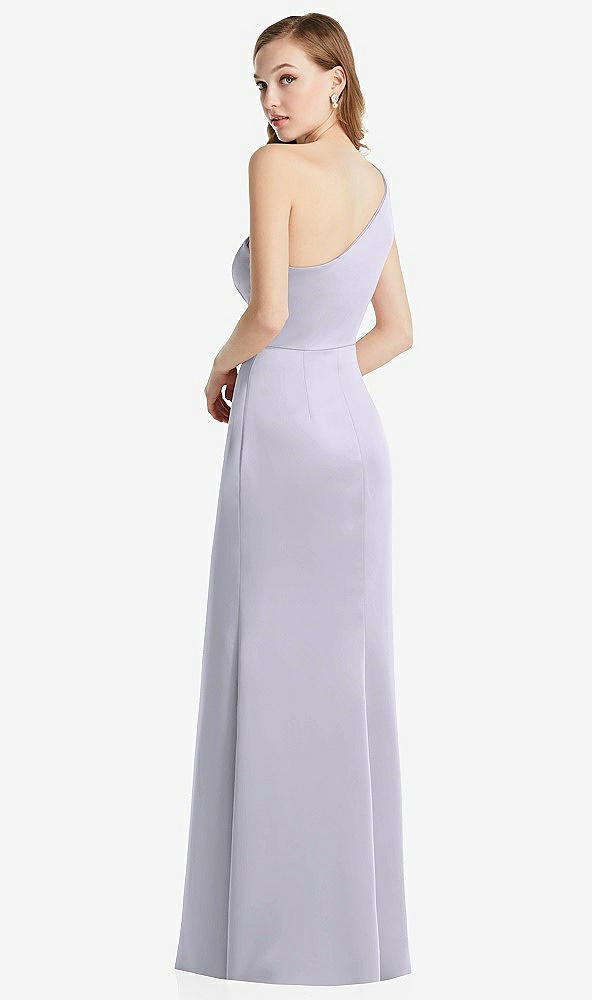 Back View - Silver Dove Shirred One-Shoulder Satin Trumpet Dress - Maddie