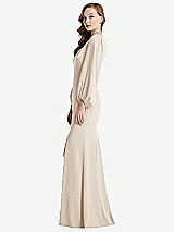 Alt View 2 Thumbnail - Oat Long Puff Sleeve V-Neck Trumpet Gown