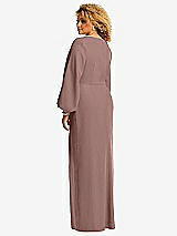 Rear View Thumbnail - Sienna Long Puff Sleeve V-Neck Trumpet Gown