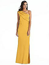 Alt View 1 Thumbnail - NYC Yellow Draped One-Shoulder Convertible Maxi Slip Dress