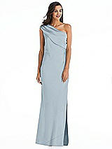 Alt View 1 Thumbnail - Mist Draped One-Shoulder Convertible Maxi Slip Dress