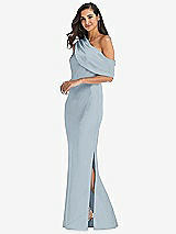 Side View Thumbnail - Mist Draped One-Shoulder Convertible Maxi Slip Dress