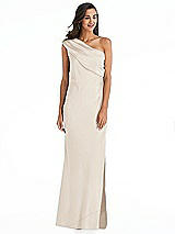 Alt View 1 Thumbnail - Oat Draped One-Shoulder Convertible Maxi Slip Dress