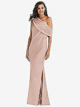 Front View Thumbnail - Toasted Sugar Draped One-Shoulder Convertible Maxi Slip Dress