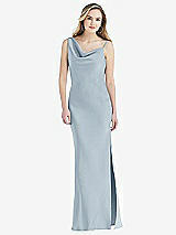 Front View Thumbnail - Mist Asymmetrical One-Shoulder Cowl Maxi Slip Dress