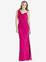 Front View Thumbnail - Think Pink Asymmetrical One-Shoulder Cowl Maxi Slip Dress