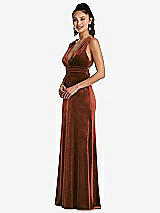 Side View Thumbnail - Auburn Moon Plunging Neckline Velvet Maxi Dress with Criss Cross Open-Back