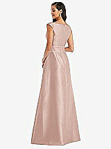 Rear View Thumbnail - Toasted Sugar & Toasted Sugar Off-the-Shoulder Draped Wrap Satin Maxi Dress