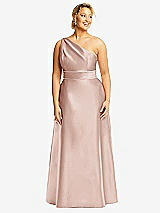 Front View Thumbnail - Toasted Sugar & Toasted Sugar Draped One-Shoulder Satin Maxi Dress with Pockets