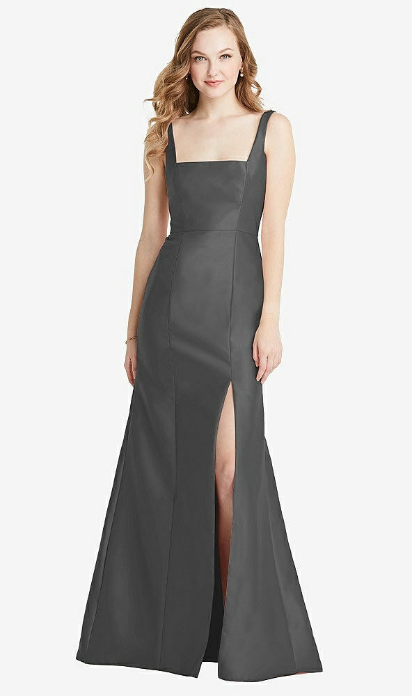 Front View - Gunmetal Bella Bridesmaids Dress BB135