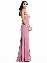 Side View Thumbnail - Powder Pink Bella Bridesmaids Dress BB138