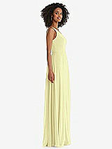 Side View Thumbnail - Butter Yellow One-Shoulder Chiffon Maxi Dress with Shirred Front Slit