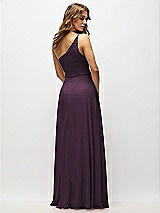 Alt View 3 Thumbnail - Aubergine One-Shoulder Chiffon Maxi Dress with Shirred Front Slit
