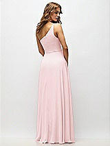 Alt View 3 Thumbnail - Ballet Pink One-Shoulder Chiffon Maxi Dress with Shirred Front Slit