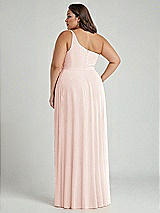 Alt View 2 Thumbnail - Blush One-Shoulder Chiffon Maxi Dress with Shirred Front Slit