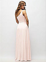 Alt View 3 Thumbnail - Blush One-Shoulder Chiffon Maxi Dress with Shirred Front Slit