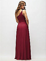 Alt View 3 Thumbnail - Burgundy One-Shoulder Chiffon Maxi Dress with Shirred Front Slit