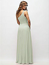 Alt View 3 Thumbnail - Celadon One-Shoulder Chiffon Maxi Dress with Shirred Front Slit