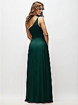 Alt View 3 Thumbnail - Evergreen One-Shoulder Chiffon Maxi Dress with Shirred Front Slit